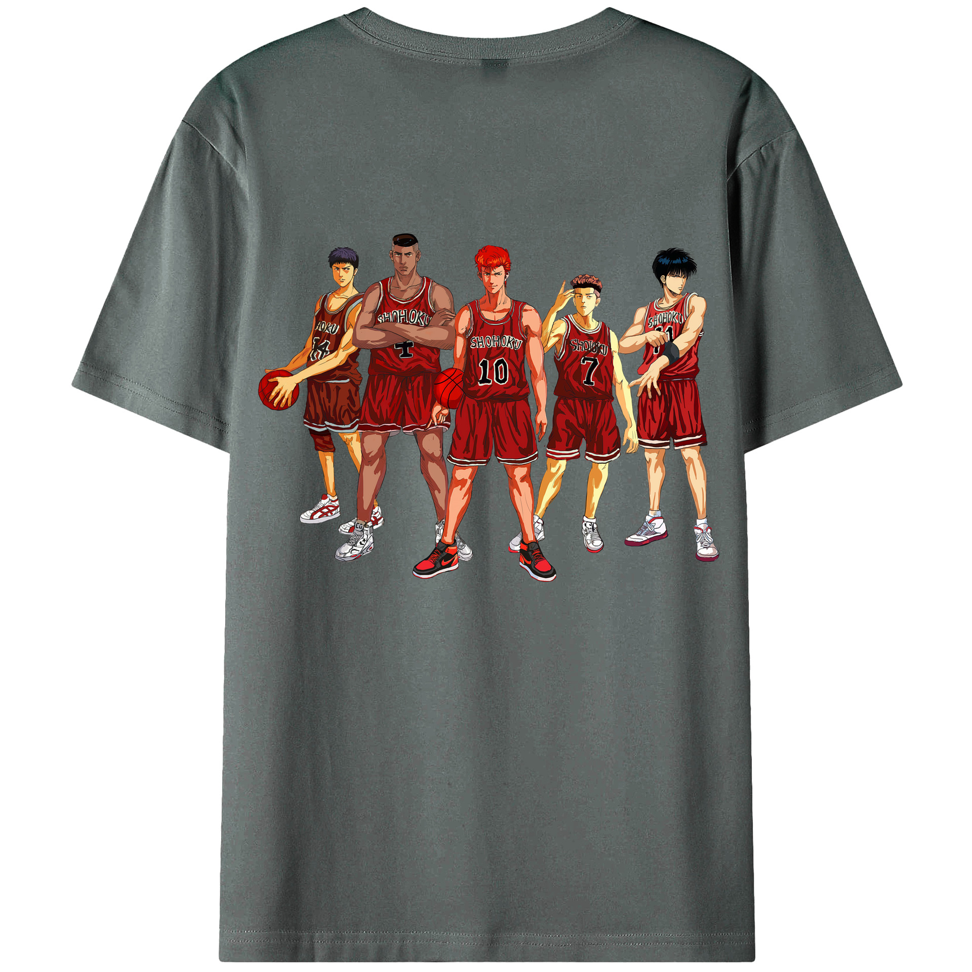 （画像用） SLAM DUNK／スラムダンク 綿100％ メンズ半袖Tシャツ（バックプリント） 通気性